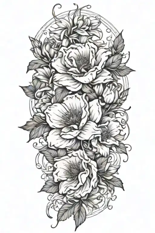 July, September, December birth flowers intertwined today  tattoo design idea
