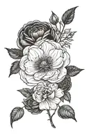 Ranunculus flower, daisy, asters flowers, morning glory flowers, larkspur flower, water lily, holly flower, narcissus tattoo design idea