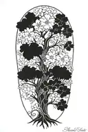 A family tree design with each branch representing a family member and their birth flower incorporated (e.g., holly, narcissus, larkspur, etc.) tattoo design idea