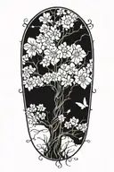 A family tree design with each branch representing a family member and their birth flower incorporated (e.g., holly, narcissus, larkspur, etc.) tattoo design idea