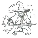 Animal wizard casting a spell using a gun tattoo design idea