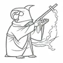 Animal wizard casting a spell using a gun tattoo design idea