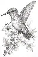  realistic hummingbird and dragonfly and wildflowers  tattoo design idea