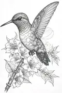  realistic hummingbird and dragonfly and wildflowers  tattoo design idea