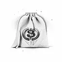 money bag floating money symbols around it tattoo design idea