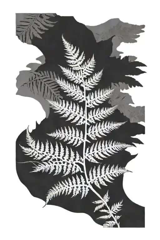 fern leaf negative tattoo design idea