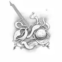 vine sword tattoo design idea