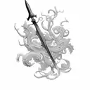 vine sword tattoo design idea