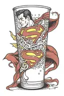 large slurpee cup with superman logo incorporated  tattoo design idea