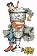 large slurpee cup with superman logo incorporated  tattoo design idea