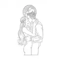 a couple kissing in front of a mirror reflecting tattoo design idea