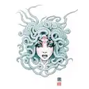 black women Medusa with dragon hair  tattoo design idea