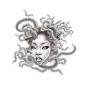 black women Medusa with dragon hair  tattoo design idea