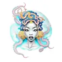 black women Medusa with dragon hair  tattoo design idea