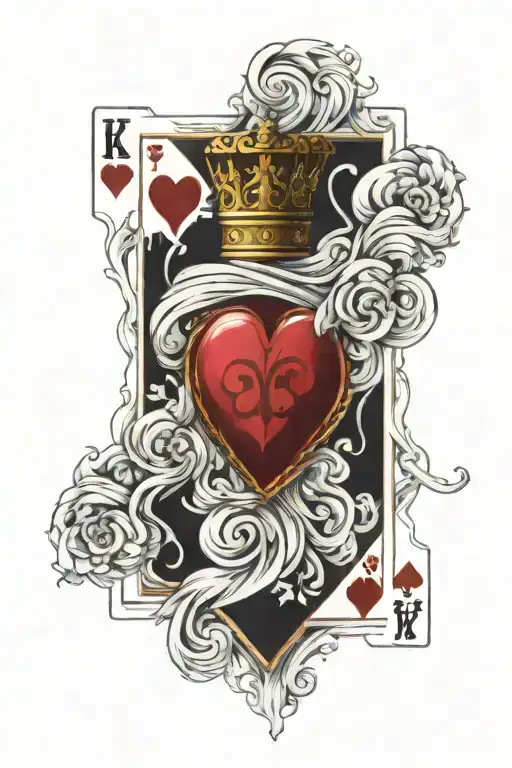king of hearts playing card tattoo design idea