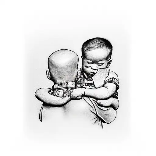 dad with his son in tattoo design idea