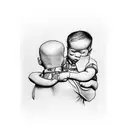 dad with his son in tattoo design idea