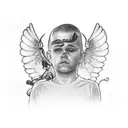 dad with his son in tattoo design idea