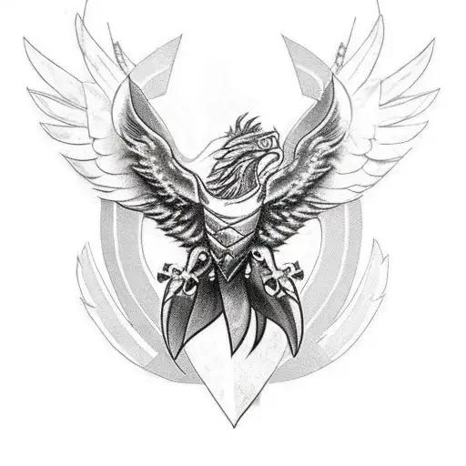 Shoulder tattoo of a knight’s shoulder armor including chain mail and leather.  A phoenix should be in the middle as a c tattoo design idea