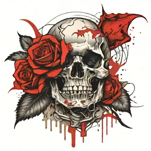 skull, scorpion, rose, castle tattoo design idea