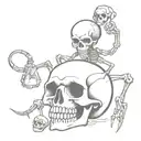 skull, scorpion, rose, castle tattoo design idea