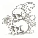 skull, scorpion, rose, castle tattoo design idea