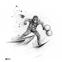 Incorporate elements of motocross and handball in a Japanese inspired sleeve tattoo tattoo design idea