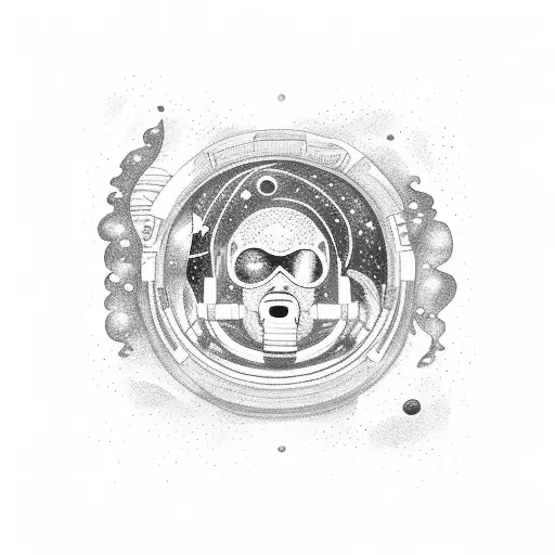 An astronaut floating in a galaxy-filled ocean, representing the client's love for NASA, space, and the ocean. tattoo design idea