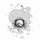 An astronaut floating in a galaxy-filled ocean, representing the client's love for NASA, space, and the ocean. tattoo design idea