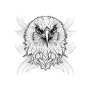 A blackwork tattoo of a bald eagle with snake tattoo design idea