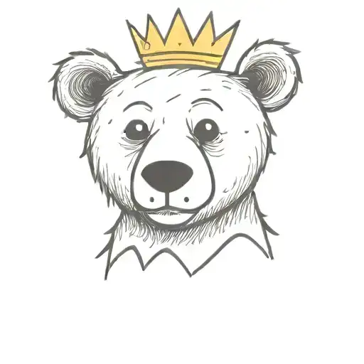 BEAR CUB WEARING A SMALL CROWN tattoo design idea