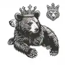 BEAR CUB WEARING A SMALL CROWN tattoo design idea