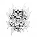 skull roses snakes tattoo design idea