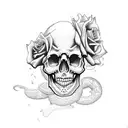 skull roses snakes tattoo design idea