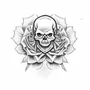 Skull Roses snakes tattoo design idea