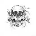Skull Roses snakes tattoo design idea