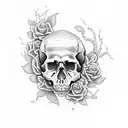 Skull Roses snakes tattoo design idea