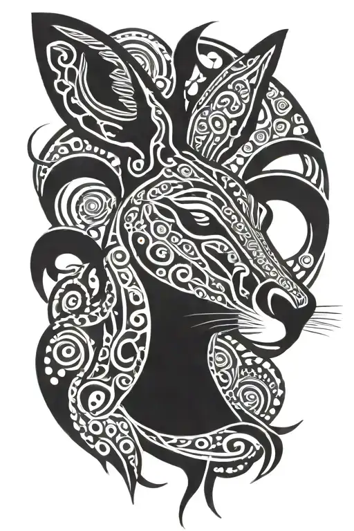 kangaroo aboriginal design tattoo design idea