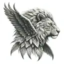 lion face  and eagle wings tattoo design idea