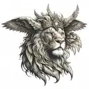 lion face  and eagle wings tattoo design idea