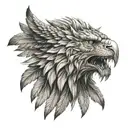 lion face  and eagle wings tattoo design idea