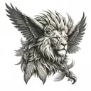 lion face  and eagle wings tattoo design idea