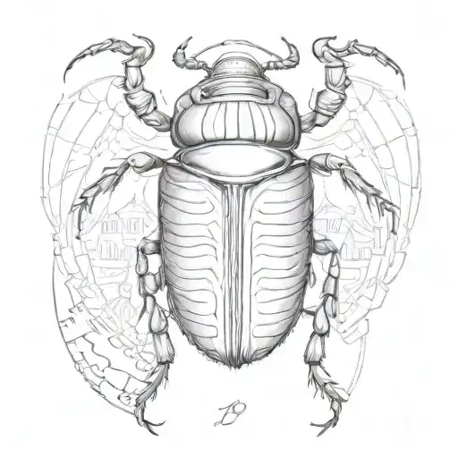 scarab  beetle on coconut palace tattoo design idea