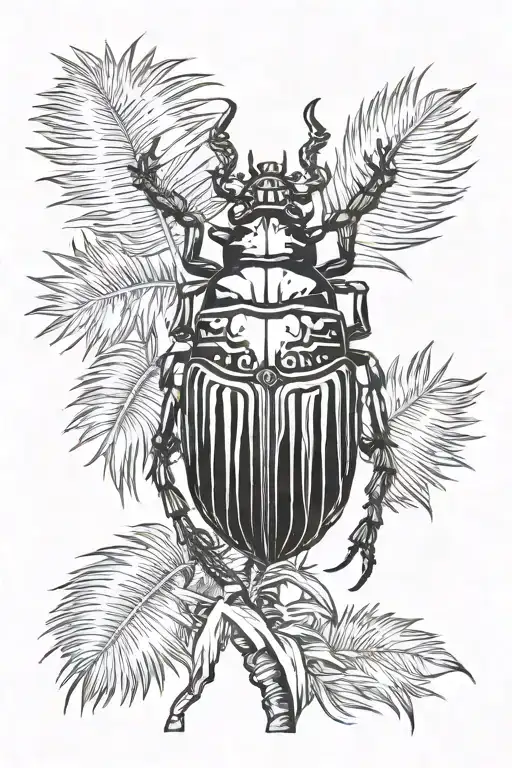 scarab beetle on coconut tree  tattoo design idea