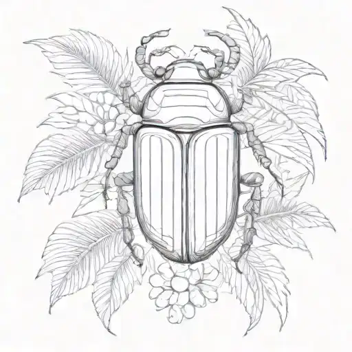 scarab beetle on coconut tree  tattoo design idea