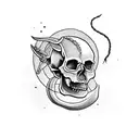 Skull with aries tattoo design idea
