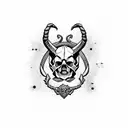 Skull with aries tattoo design idea