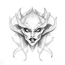 devil lady face tattoo design idea