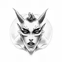 devil lady face tattoo design idea