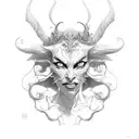 devil lady face tattoo design idea